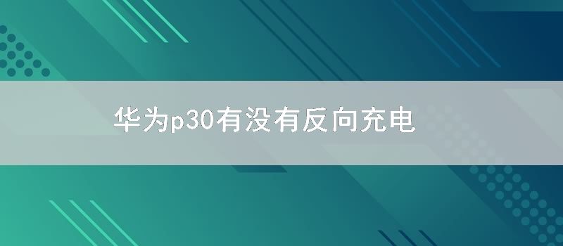 华为p30有没有反向充电