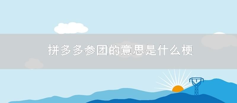 拼多多参团的意思是什么梗