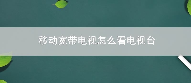 移动宽带电视怎么看电视台