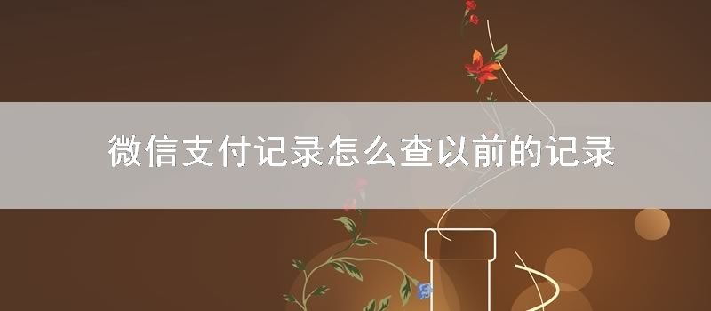 微信支付记录怎么查以前的记录