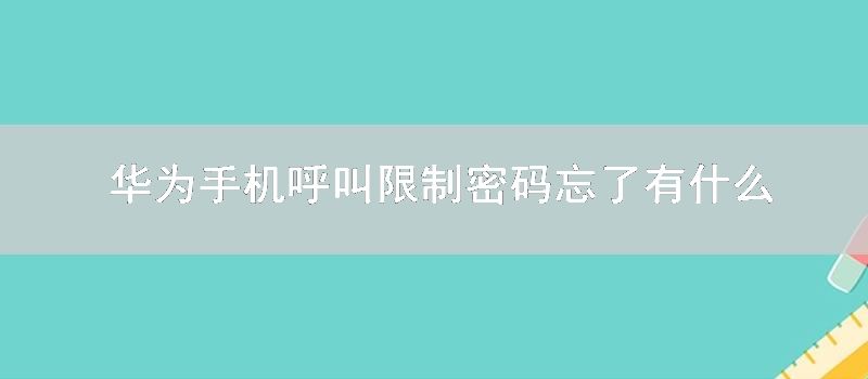 华为手机呼叫限制密码忘了有什么好办法