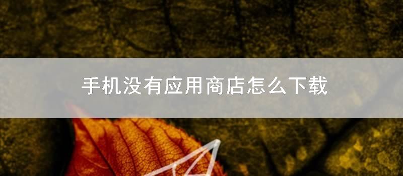 手机没有应用商店怎么下载