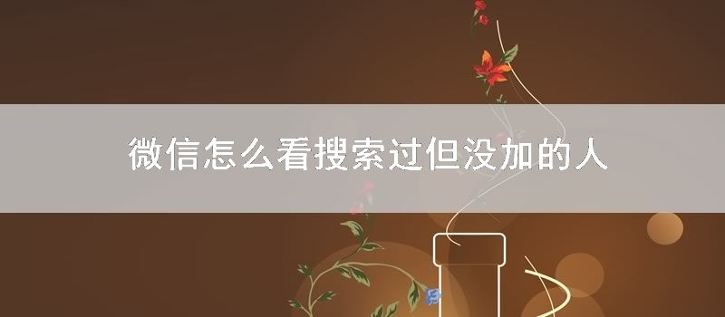 微信怎么看搜索过但没加的人