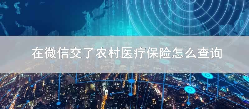 在微信交了农村医疗保险怎么查询