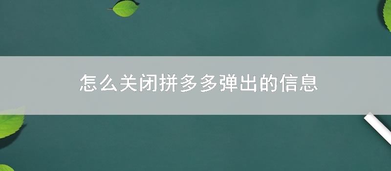 怎么关闭拼多多弹出的信息